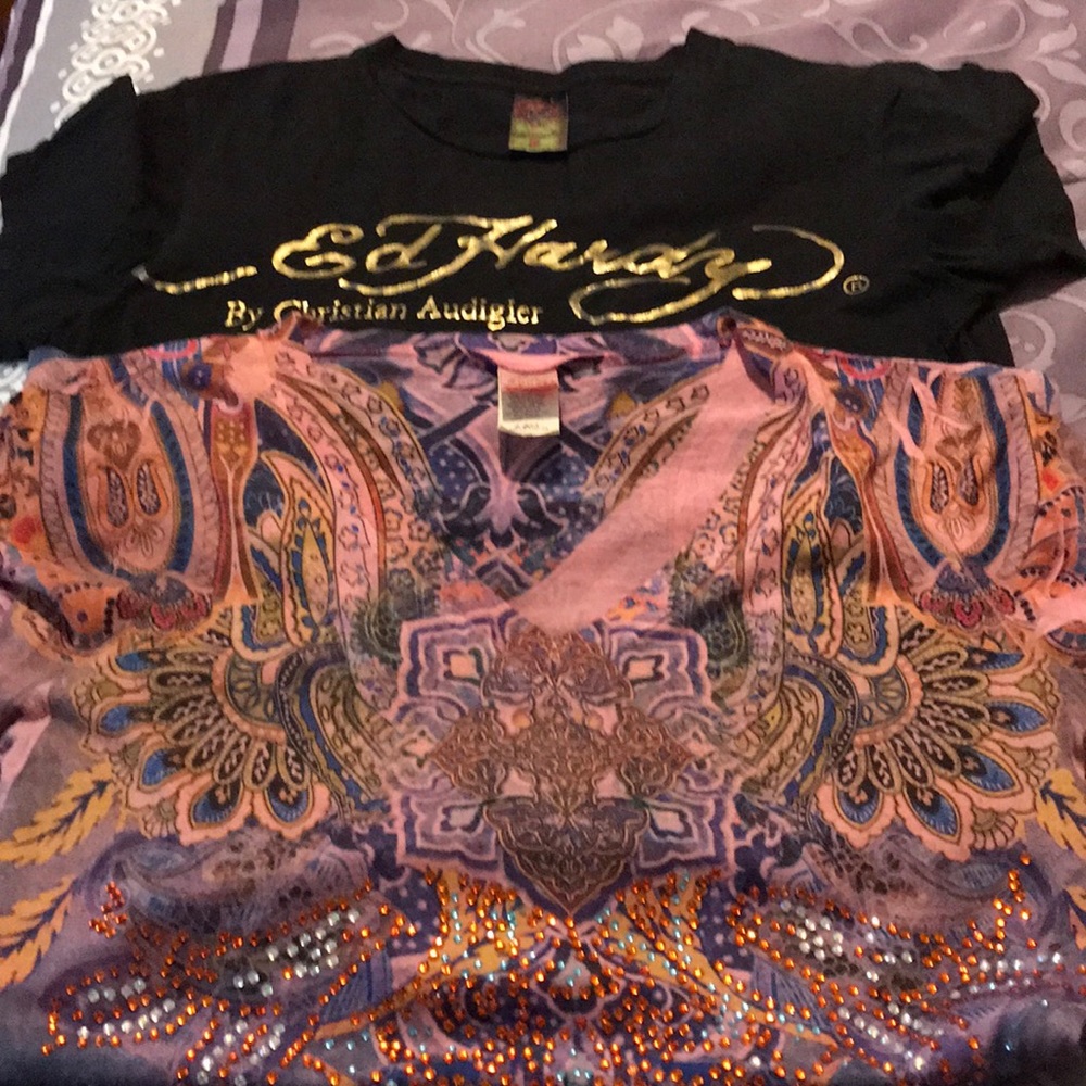 Bundle of 2!! Ed hardy and Rouge tops.